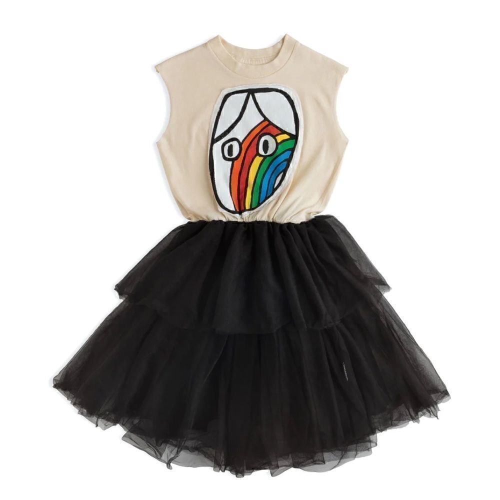 NUNUNU, Natural/Black Magic Rainbow TUTU Dress, 18-24 months, New